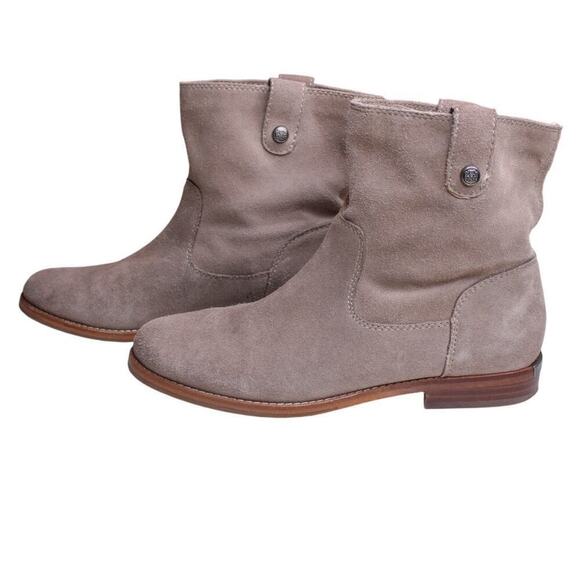 Arturo Chiang Tan Brown Suede Ankle Boots Minimalist Boho Classic - Picture 1 of 6